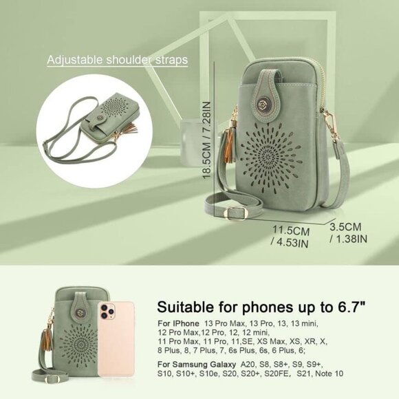 Small Crossbody Bags for Women, Lightweight Vegan Leather Cell Phone Purse, Cute - Picture 4 of 7